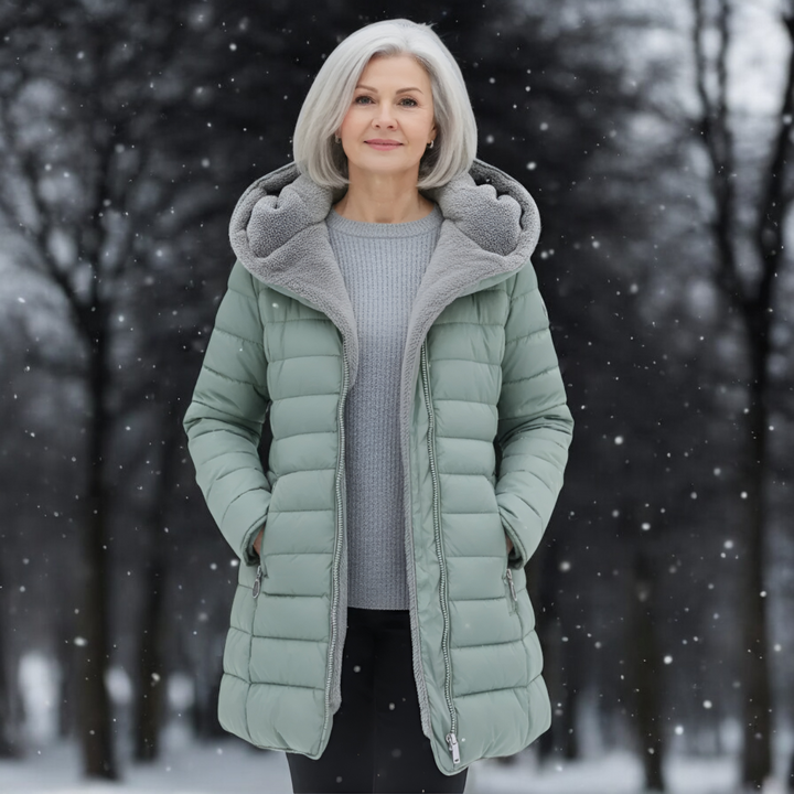 Bibianna | Pikowany płaszcz zimowy z kapturem