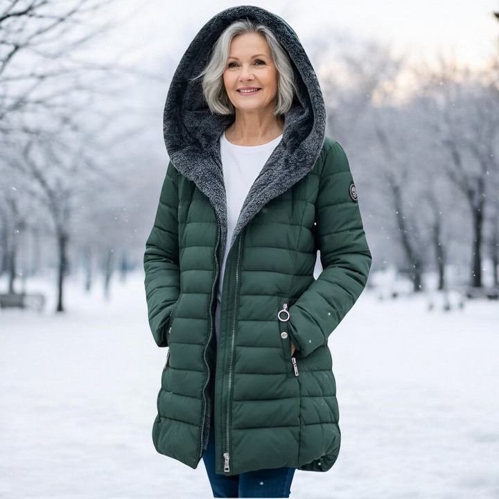 Bibianna | Pikowany płaszcz zimowy z kapturem