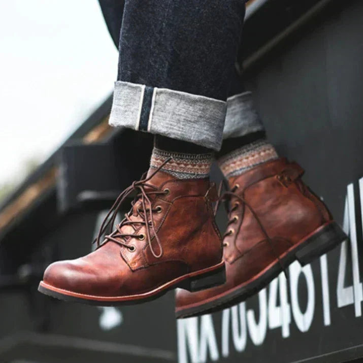 Mirosław | Męskie buty retro z oxkrągłym noskiem