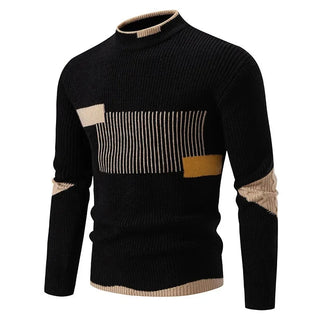 Leonard | Męski welurowy sweter dzianinowy patchwork